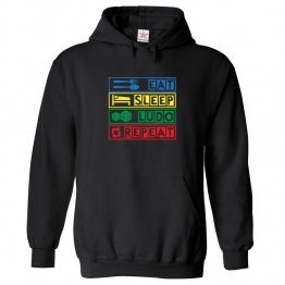 Eat Sleep Ludo Repeat Kids and Adults Fashion Outfit Pull Over Hoodie for Dice game Lovers